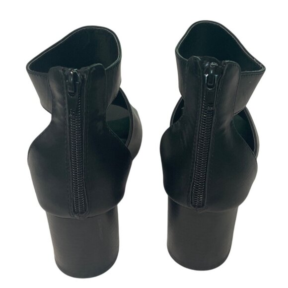 Serra Womens Y2K Black Open Toe Block Chunky  Heel Ankle Boots Size 9 - Picture 3 of 5